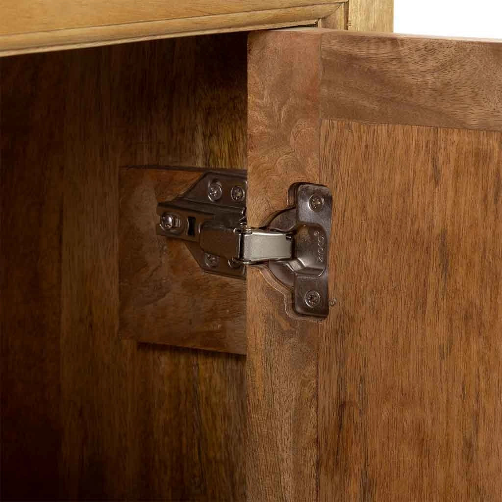Credenza in legno marrone con 3 cassetti e 2 ante, 160x43x75h cm