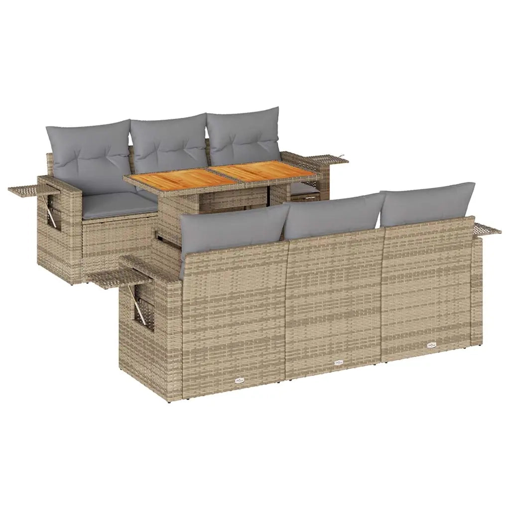Set Divani da Giardino 7 pz con Cuscini Beige in Polyrattan 3327111