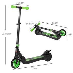 Monopattino Elettrico Pieghevole per Bambini Altezza Regolabile 75-80 cm Nero e Verde