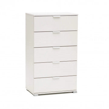 Cassettiera 5 Cassetti Bianca - Dimensioni: cm 60 x 38 x 103 h
