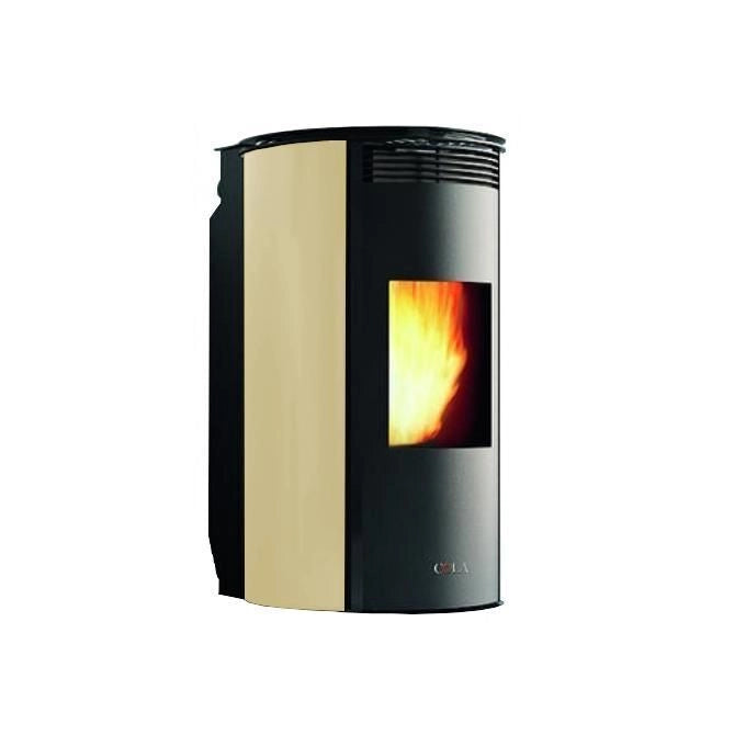 COLA LAK4Z10Y WAVE VETRO Stufa a pellet canalizzata ventilata Potenza 12,70 kW Capacita' serbatoio 25 Kg Telecomando incluso colore Avorio