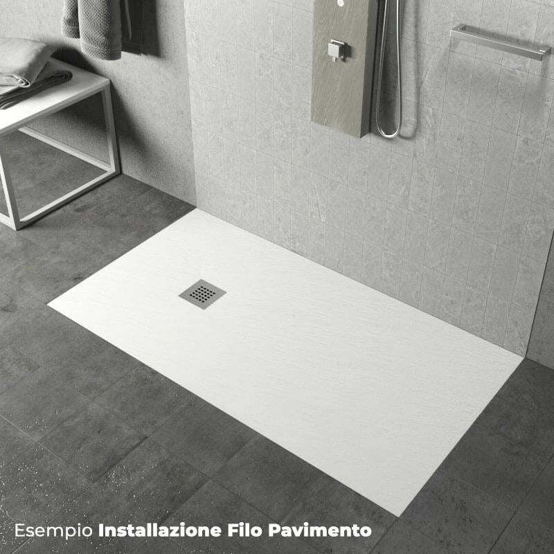 Piatto Doccia in Pietra 100x90 cm Pedrinelli Ardesia Stone Side Bianco