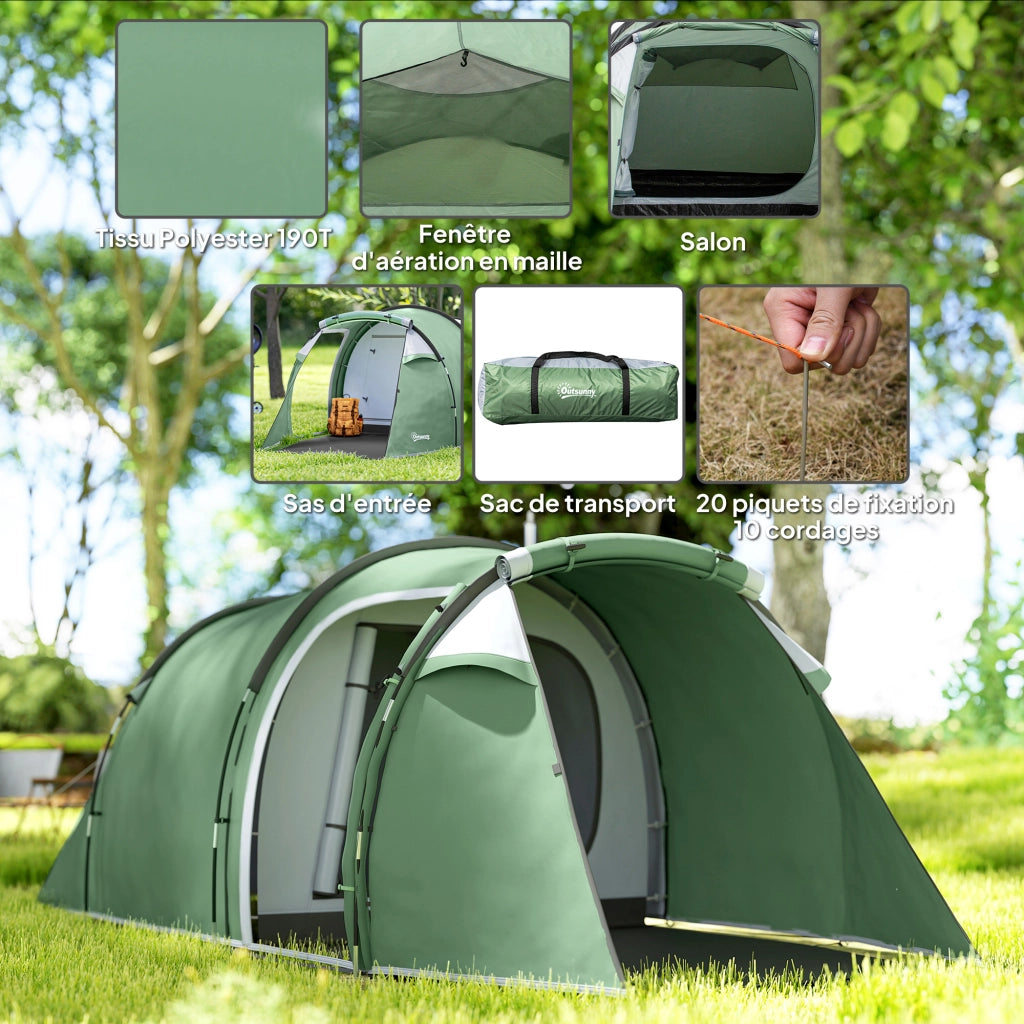 Tenda da campeggio familiare 2-3 persone ¨C zephmum ¨C verde 4.26x2.06x1.54 m