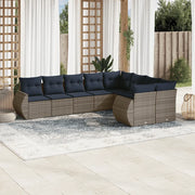 Set Divani da Giardino 9 pz con Cuscini Grigio in Polyrattan 3221840