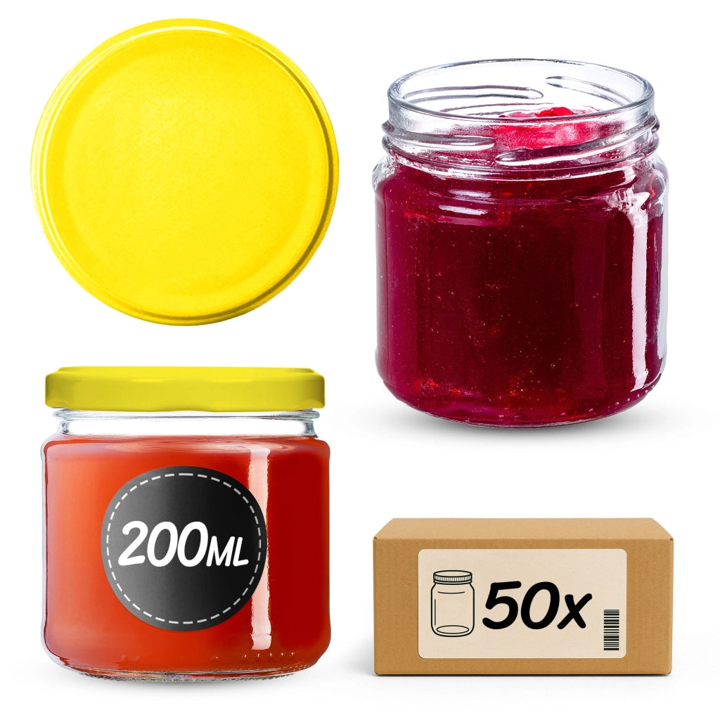 Barattoli per conserve KADAX Lerma 200ml 50 pezzi 66mm + coperchi "Giallo"