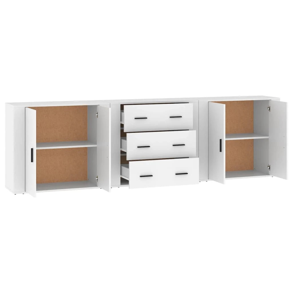 Credenza buffet cassettiera mobile contenitore organizer cucina soggiorno soggiorni 3 pz derivati ​​del legno bianco 02_0037012