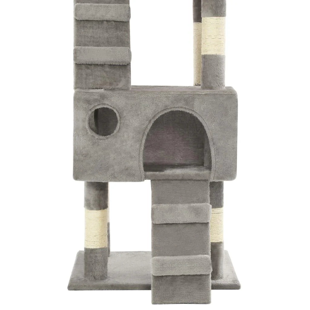 Tiragraffi albero per gatti cuccia per gatti giocattolo peluche sisal 170 cm grigio 3702087