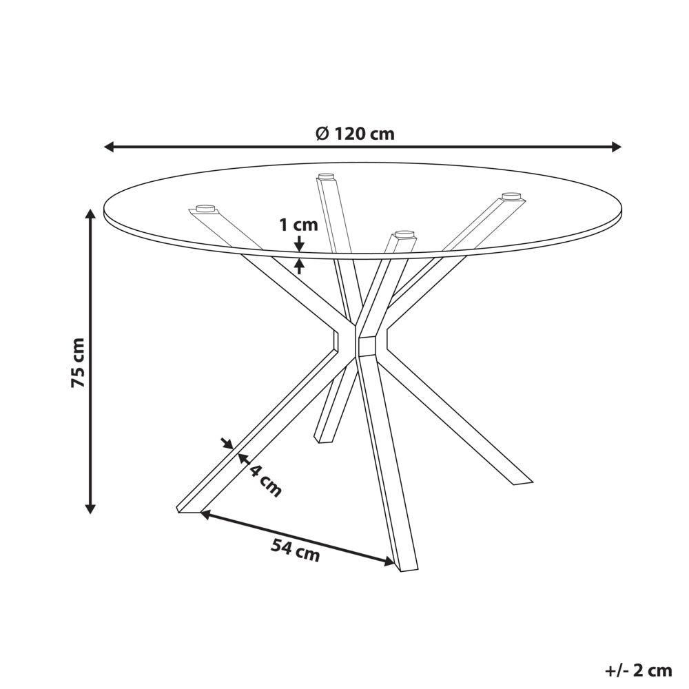 Tavolo da pranzo con piano in vetro temperato nero rotondo ⌀ 120 cm Capacità 4 persone Design moderno
