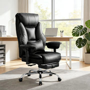 Sedia da ufficio ergonomica con supporto lombare schienale reclinabile poggiapiedi estensibile in PU nero