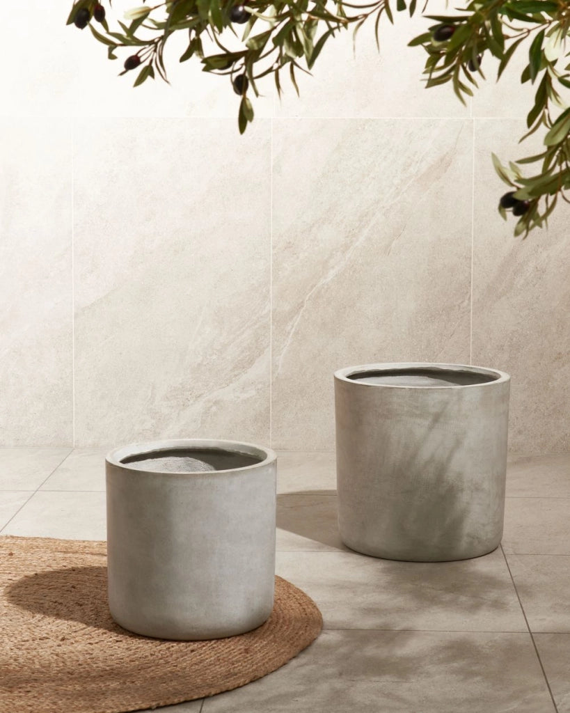 Vaso per piante in argilla grigio 34 x 34 x 33 cm per interni ed esterni resistente alle intemperie