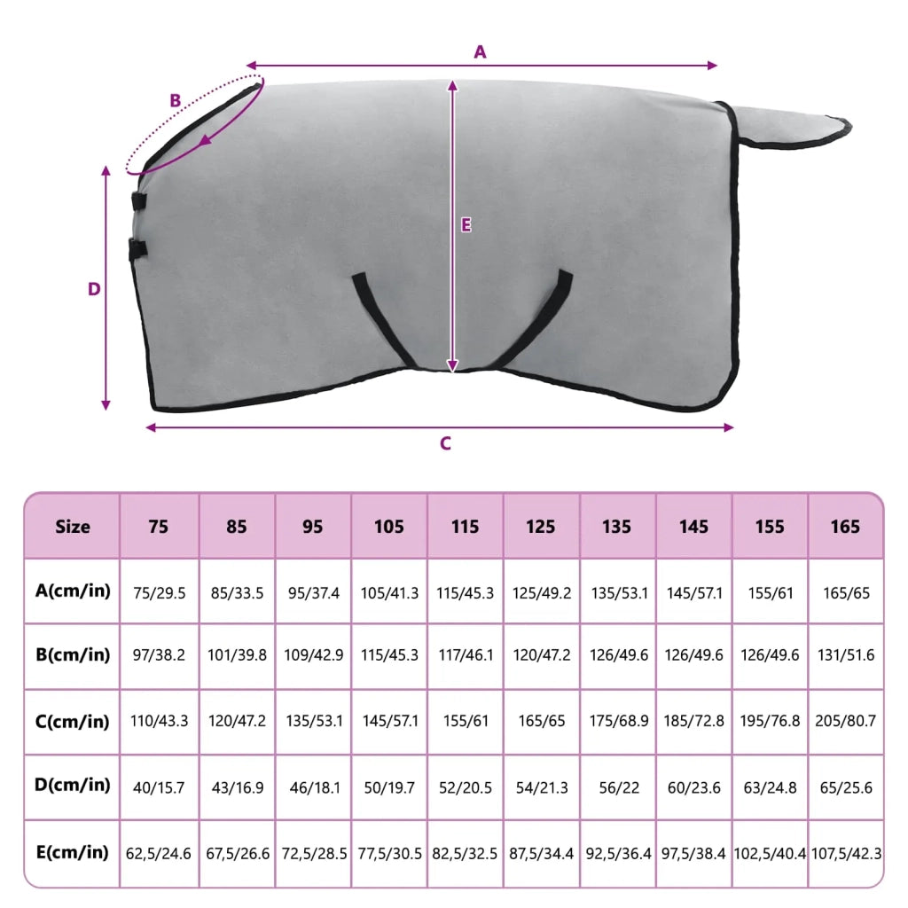 Coperta per Cavalli Grigio chiaro e rosa completo 95 cm CFW3781364