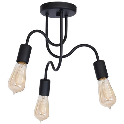 Plafoniera industriale nera opaca Dow 3xE27 15W Luminex