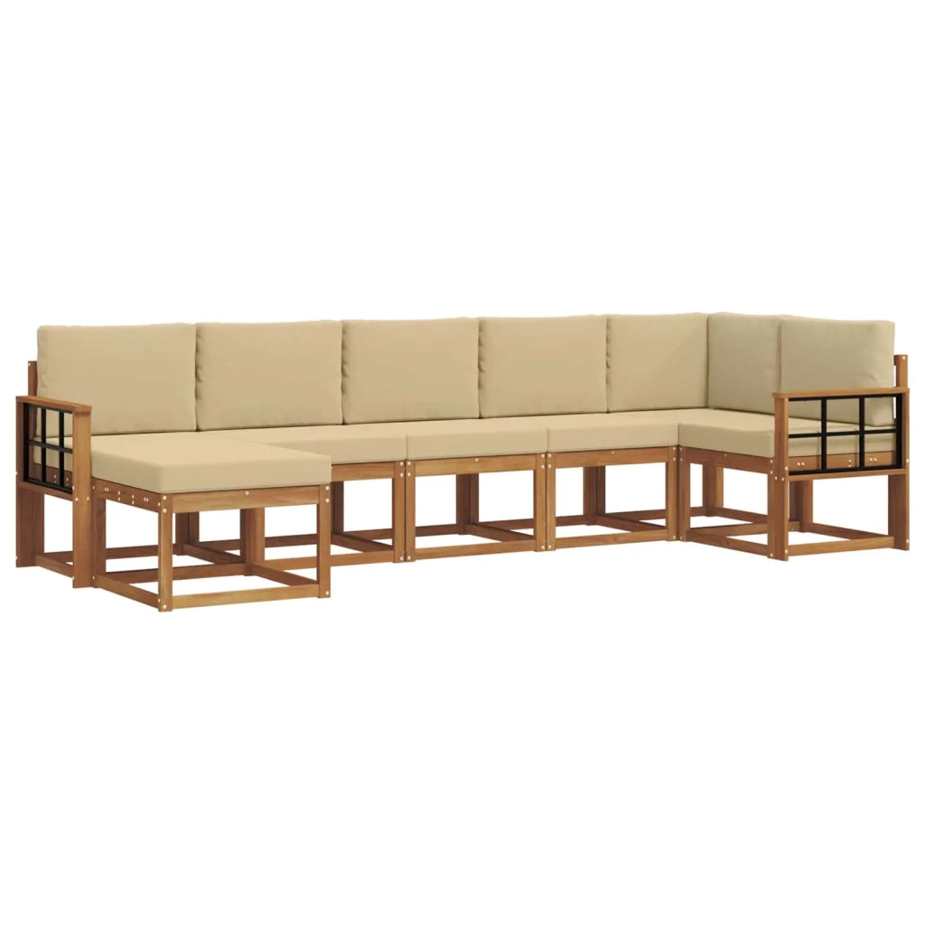 Set di divani da esterno con cuscino 7 pcs Naturale e Beige