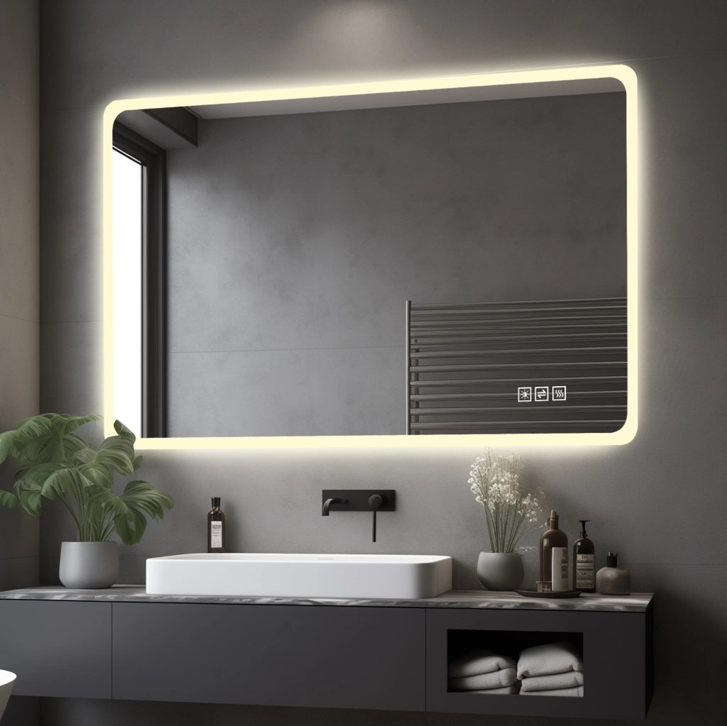 Specchio bagno LED ULEVR con funzione antiappannamento, 3 temperature di colore, dimmerabile e IP44