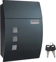 Cassetta Postale - Cassetta Postale da Parete - Chiusura Regolabile - Supporto per Nome - Chiavi - Colore Antracite - 32 x 10 x 45 cm