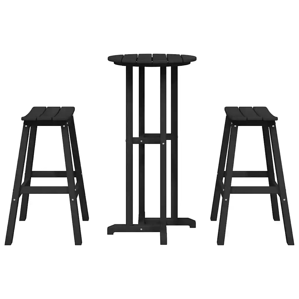 Set Bar da Giardino 3 pz | Set Salotto da Giardino Nero HDPE