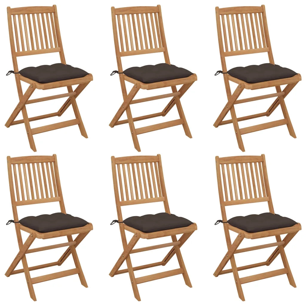 Sedie da Giardino Pieghevoli 6 pz con Cuscini Massello Acacia cod mxl 17540
