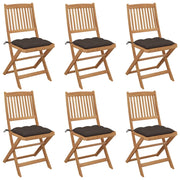 Sedie da Giardino Pieghevoli 6 pz con Cuscini Massello Acacia cod mxl 17540