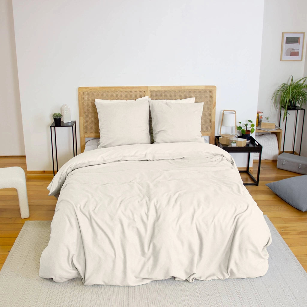 Set biancheria da letto reversibile crema, 2 posti, crema