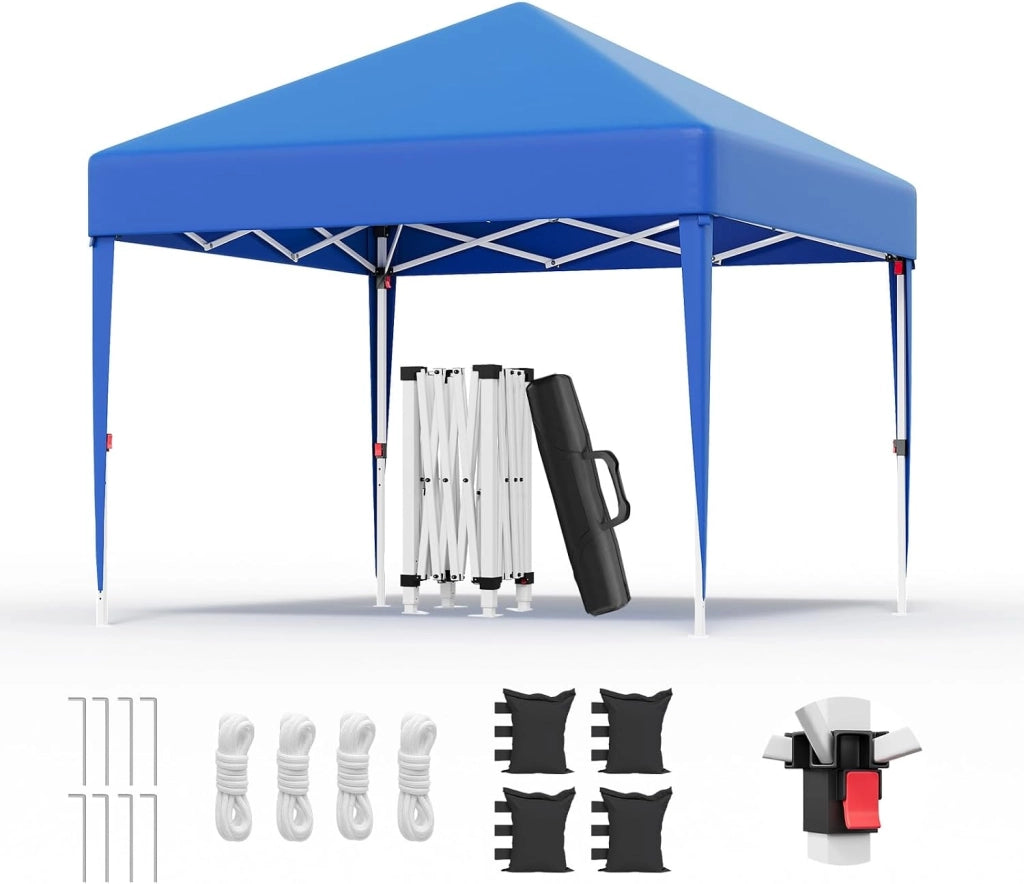 Gazebo 3x3 Pieghevole Impermeabile UPF50+, 3 Altezze Regolabili, Gazebo da Giardino Tende per 8-10 Persone, Gazebo Pieghevole con Borsa da Trasporto, per Giardini, Mercati, Feste, Beige