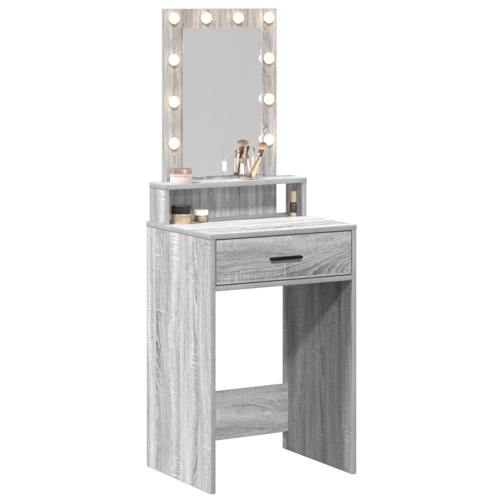 Toeletta  con luci LED Grigio Sonoma 50x41x140 cm