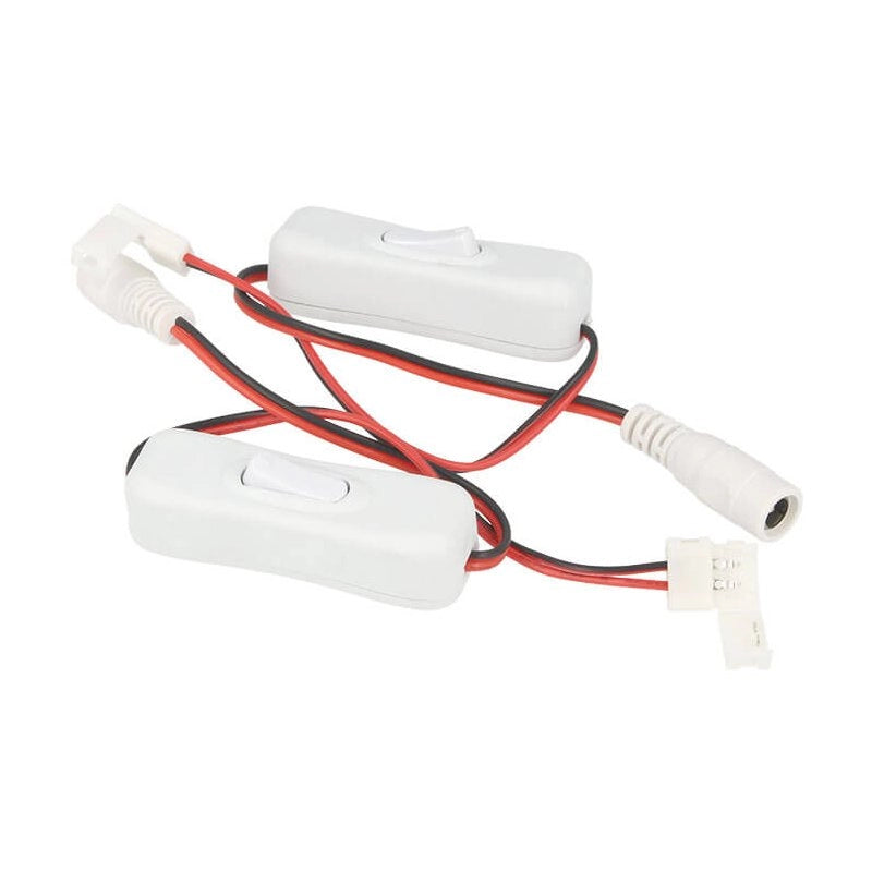 2 PZ Interruttori ON OFF con Connettore 8mm per Striscia LED e DC JACK Femmina 5,5mm x 2,1mm