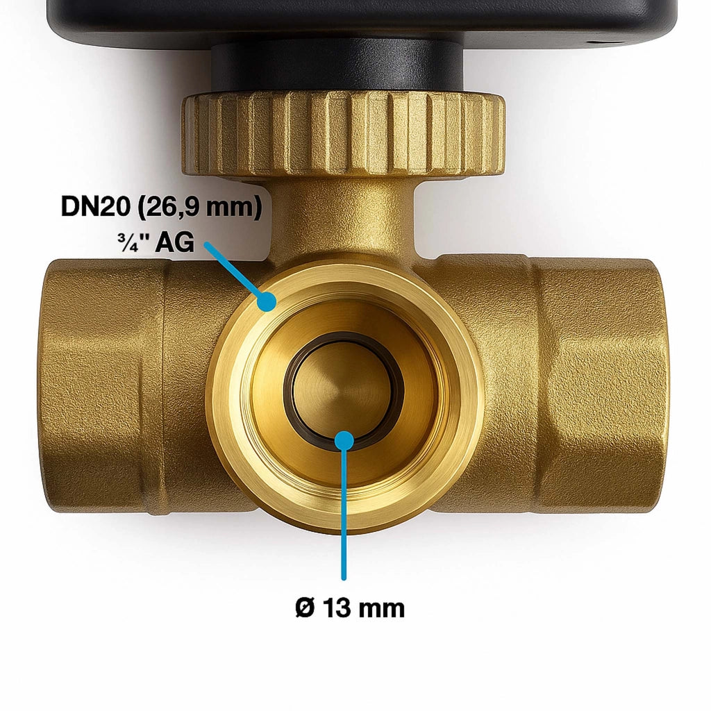 Valvola di zona motorizzata a tre vie serie DQ320 220VAC DN20 26.9 mm (3/4")