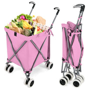 Carrello spesa pieghevole 66 x 46 x 94,5 cm capacità 90 L carico massimo 54 kg design ergonomico in tessuto Oxford rosa 20_0011325