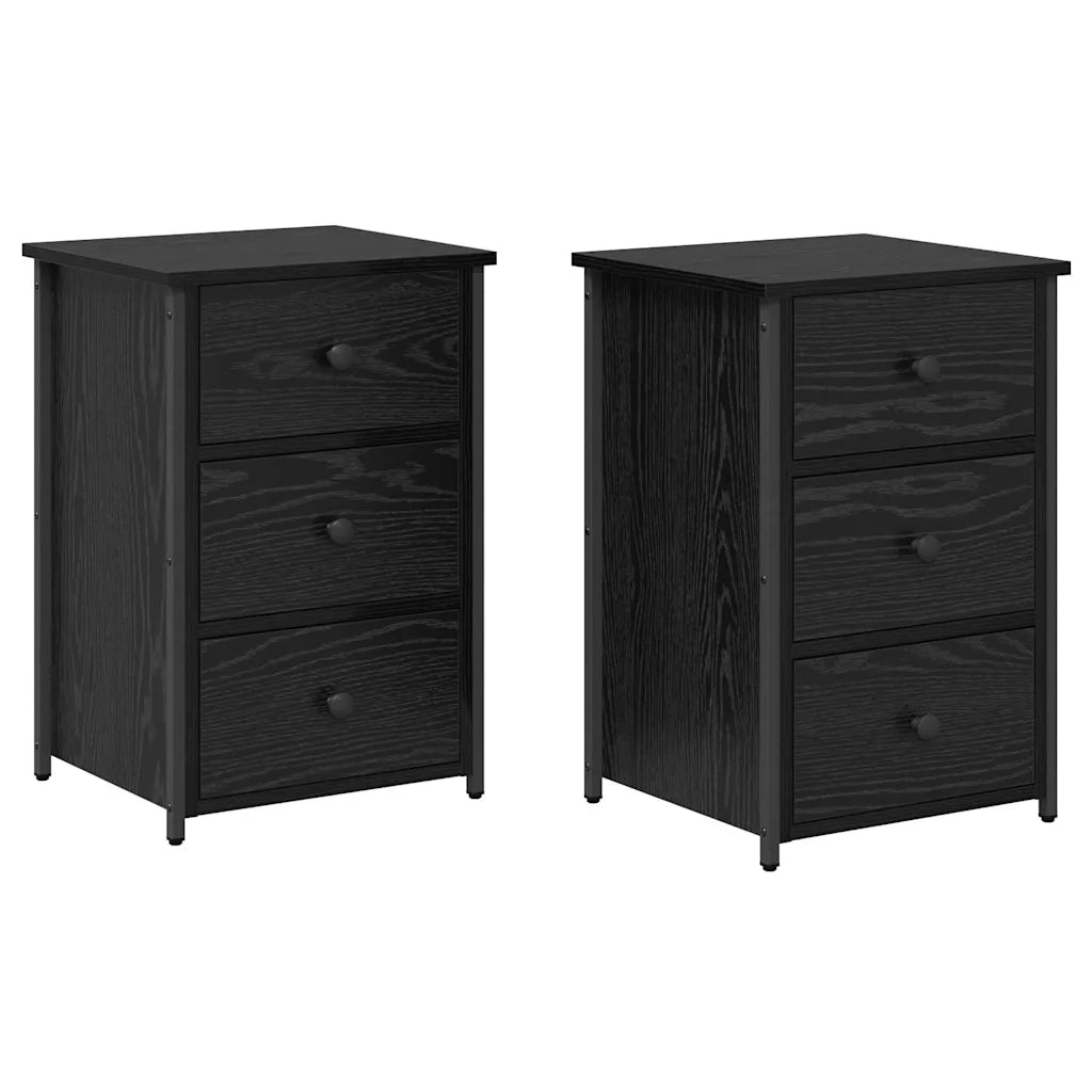 Set di 2 Comodini | Armadio da Notte | Mobiletto da notte con cassetto Rovere Nero 40 x 36 x 60 cm