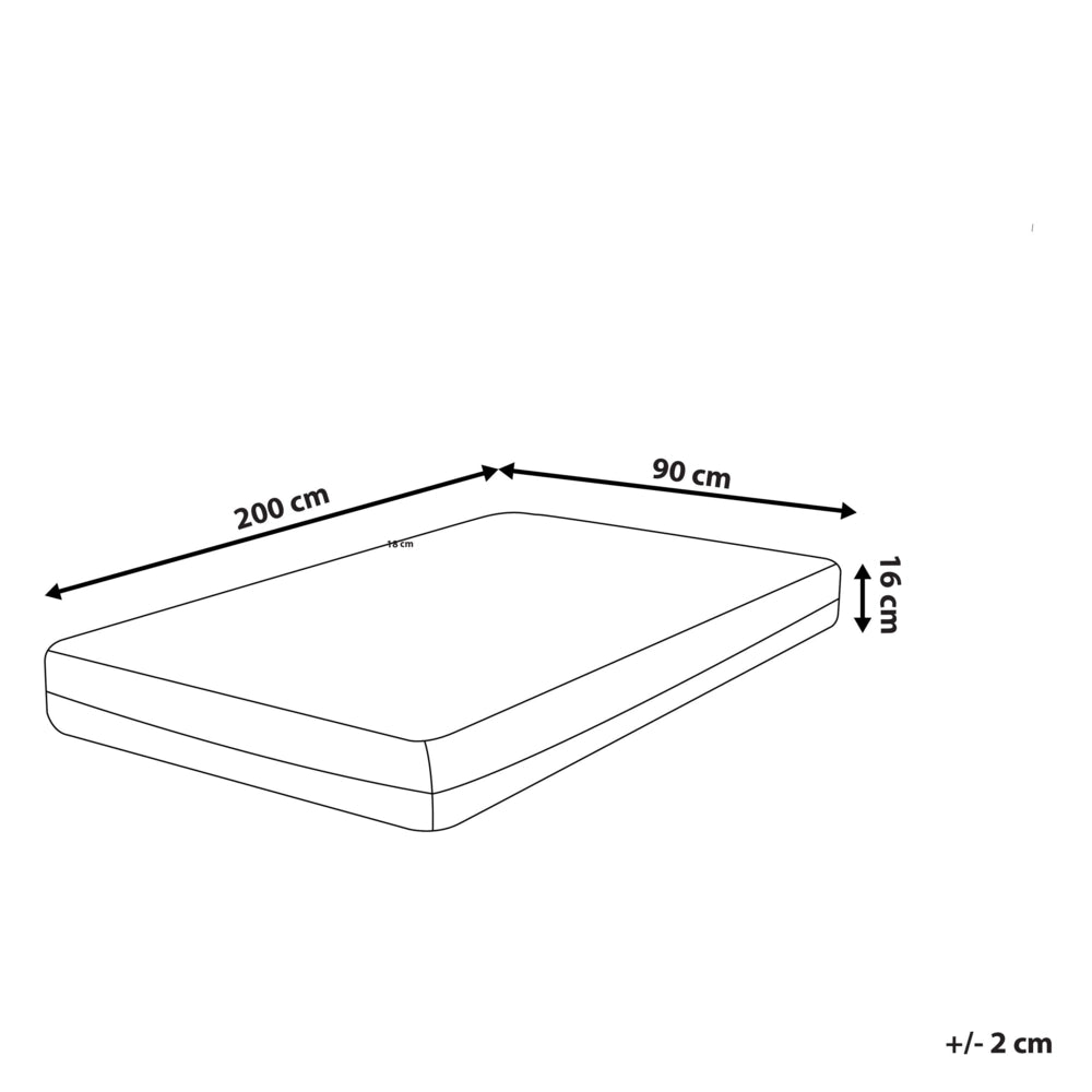 Materasso in Memory Foam bianco con tessuto grigio EU misura singola 90 x 200 cm Medio