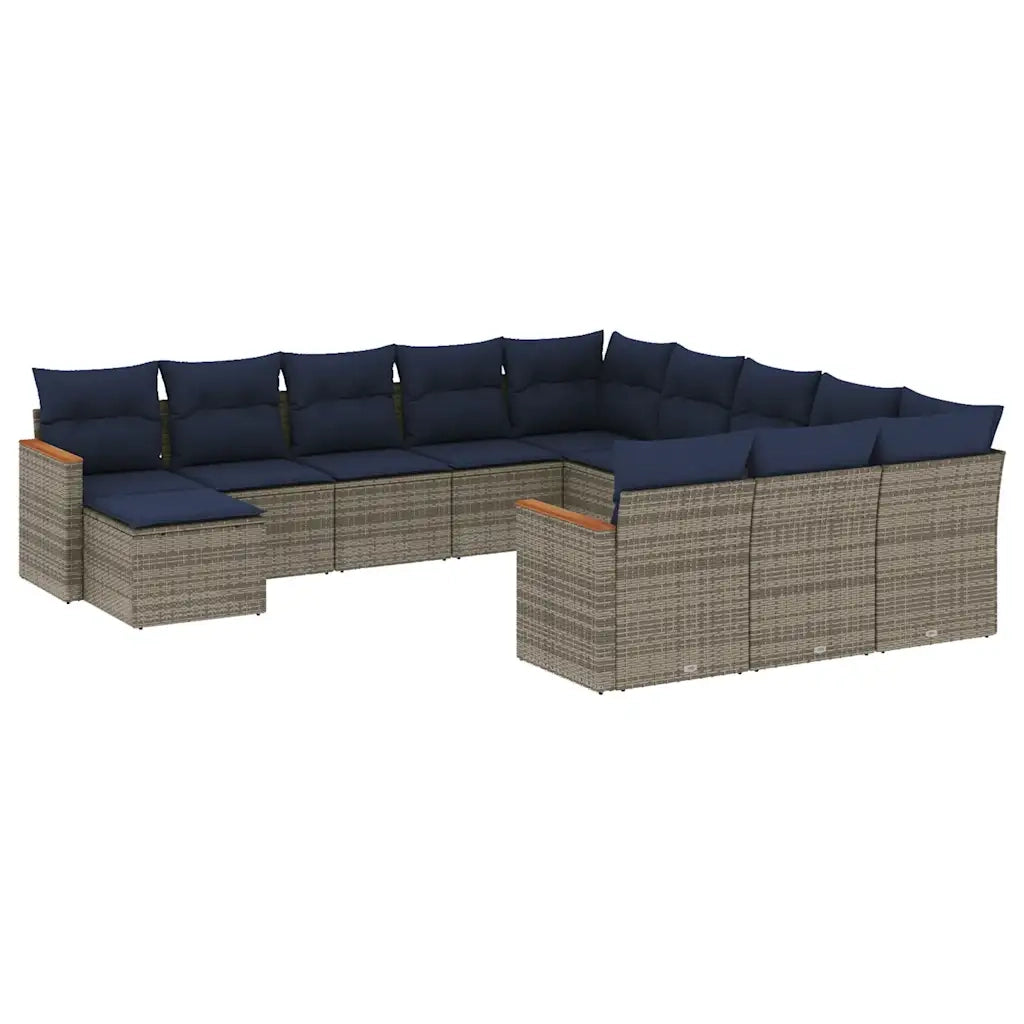 Set Divani da Giardino 12 pz con Cuscini Grigio in Polyrattan 3226586