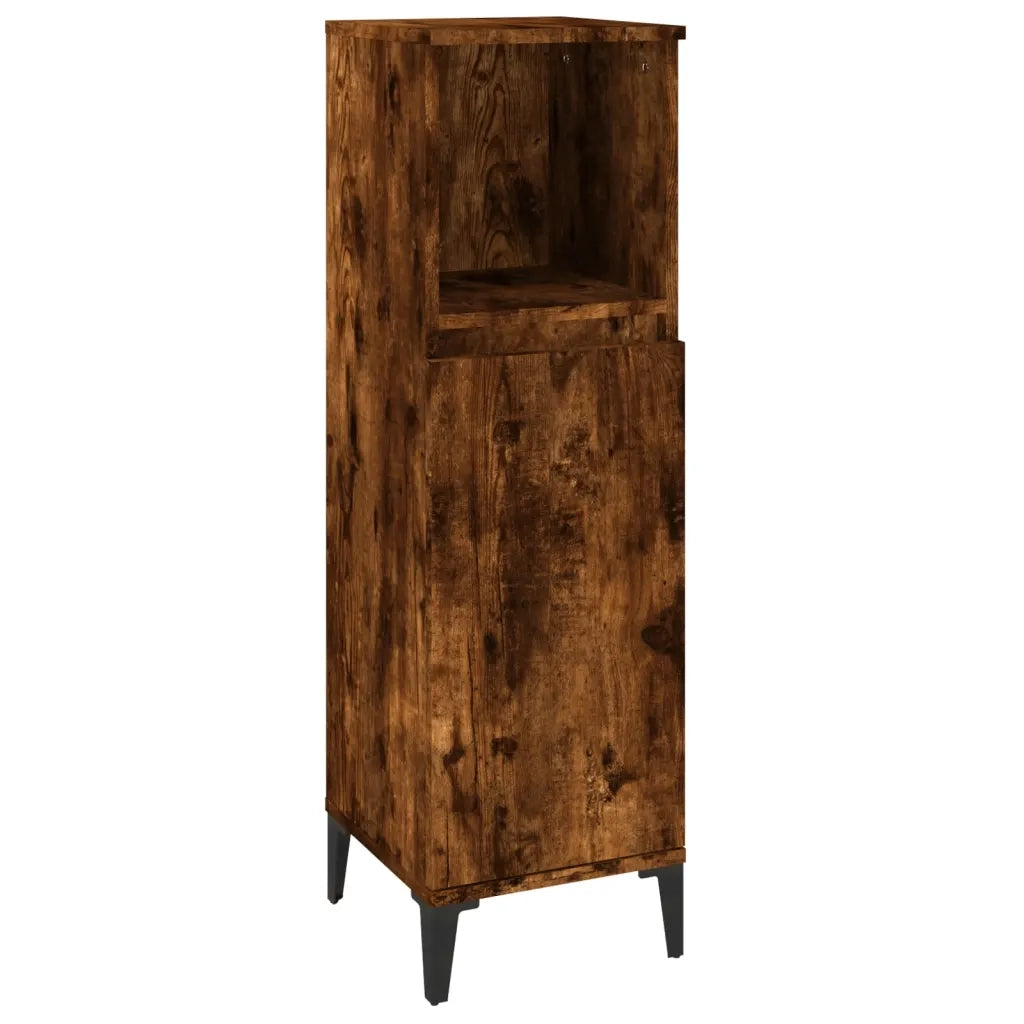 Set Mobili da Bagno 3 pz Rovere Fumo in Legno Multistrato 3185548