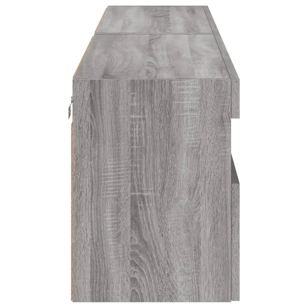 vidaXL Mobili TV a Parete con Luci LED 2pz Grigio Sonoma 80x30x40 cm