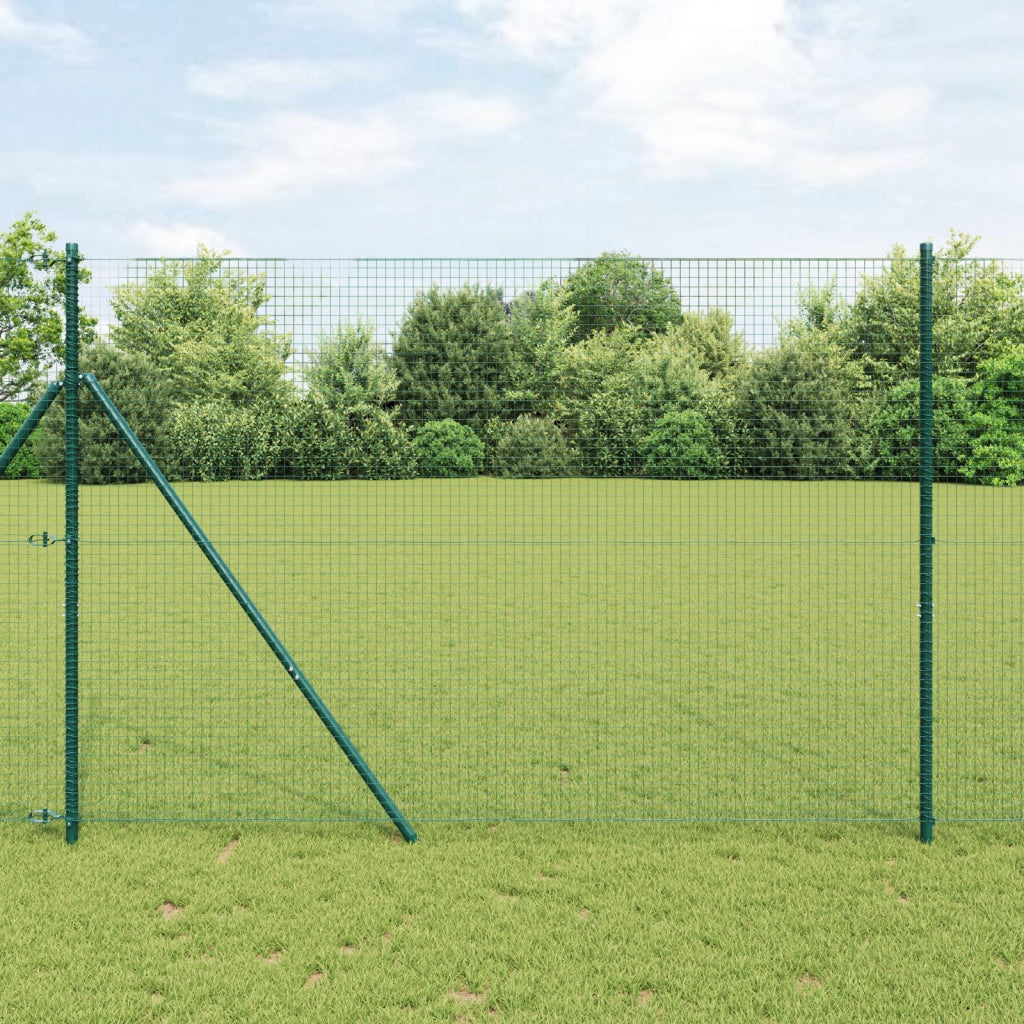 Set di Pali per Recinzione Set di 2 Verde Acciaio, PVC 10 x 1.5 m