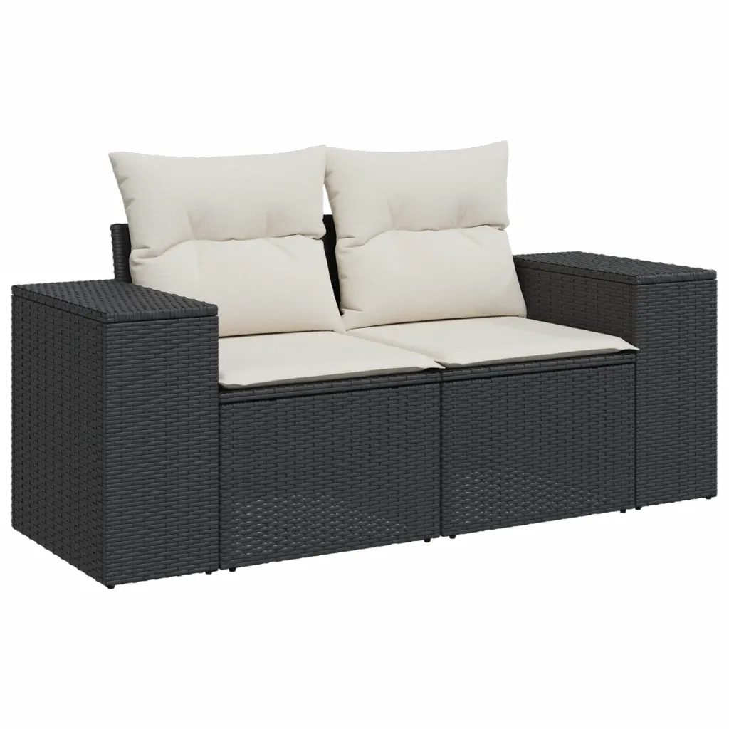 Set Divani da Giardino con Cuscini 7pz Nero Polyrattancod mxl 116703