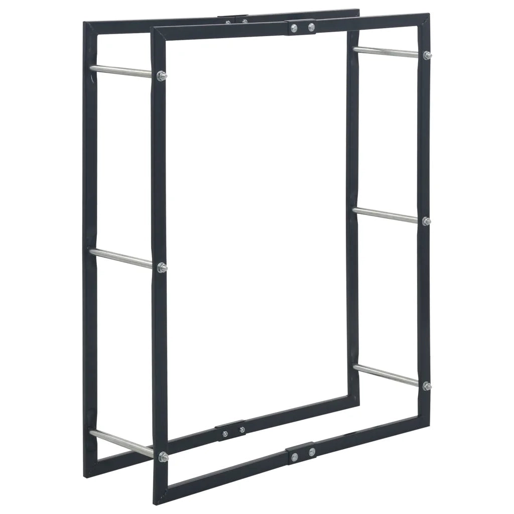 Rastrelliera per Legna da Ardere Nera 80x25x100 cm in Acciaio cod mxl 24769