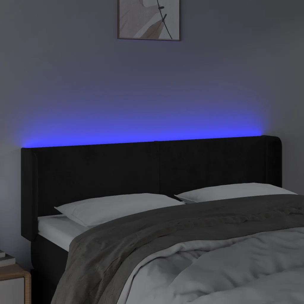 Testiera a LED Nera 147x16x78/88 cm in Velluto cod mxl 42954