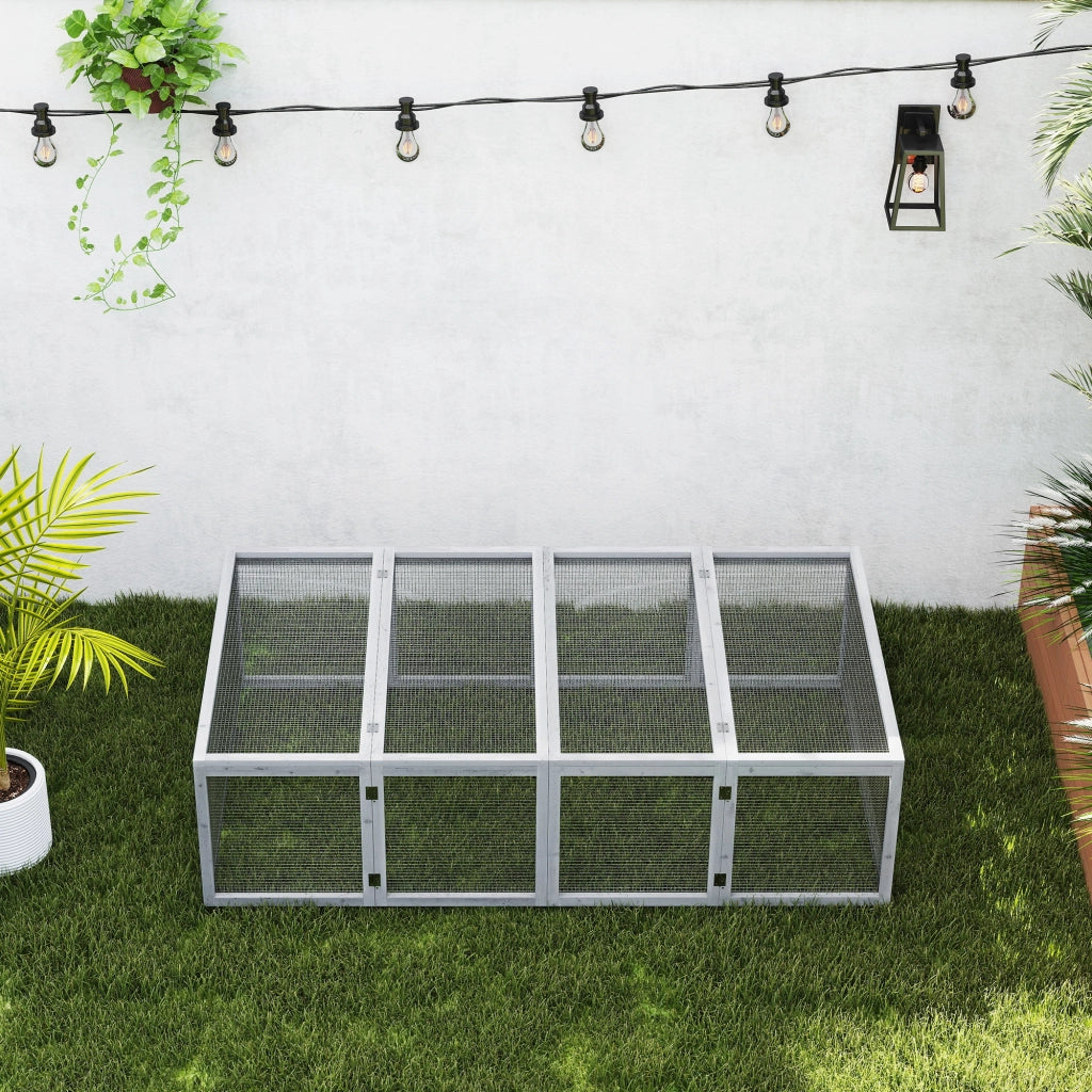 Gabbia per conigli da esterno ¨C zephmum ¨C in legno massello grigio 181x100x48 cm