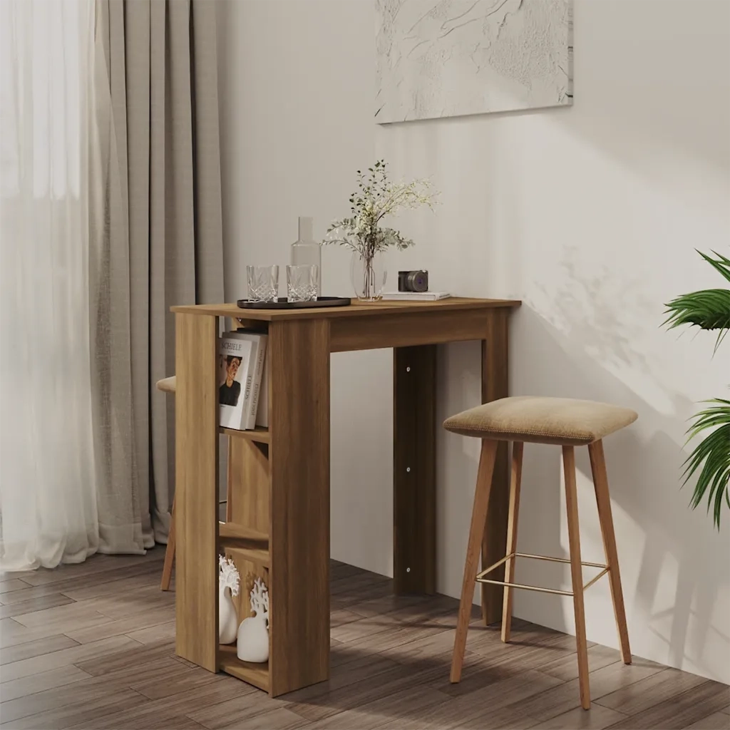 Tavolino da Bar con Ripiani Rovere Marrone 102x50x103,5 cm 812965
