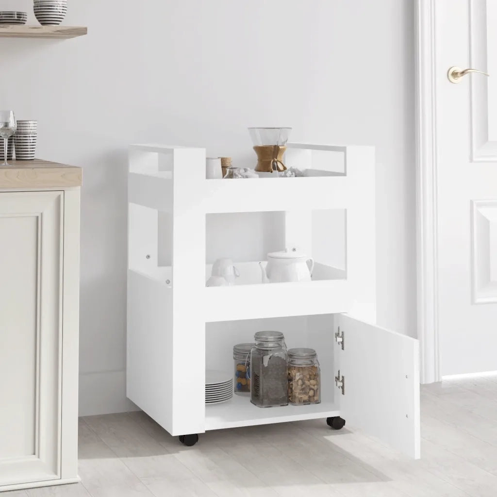Carrello da Cucina-Scaffale per Cucina Bianco 60x45x80 cm in Legno Multistrato
