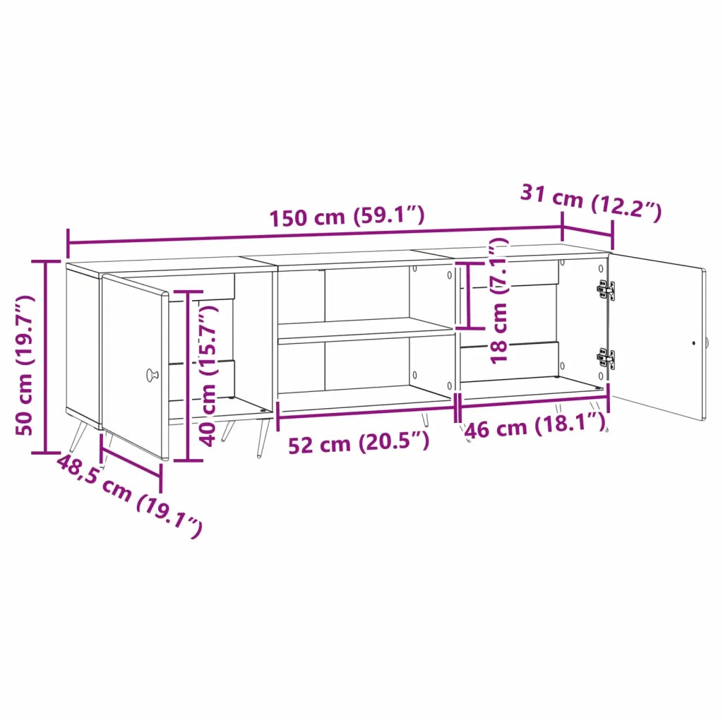 Mobile TV Bianco 150 x 31 x 50 cm Legno ingegnerizzato