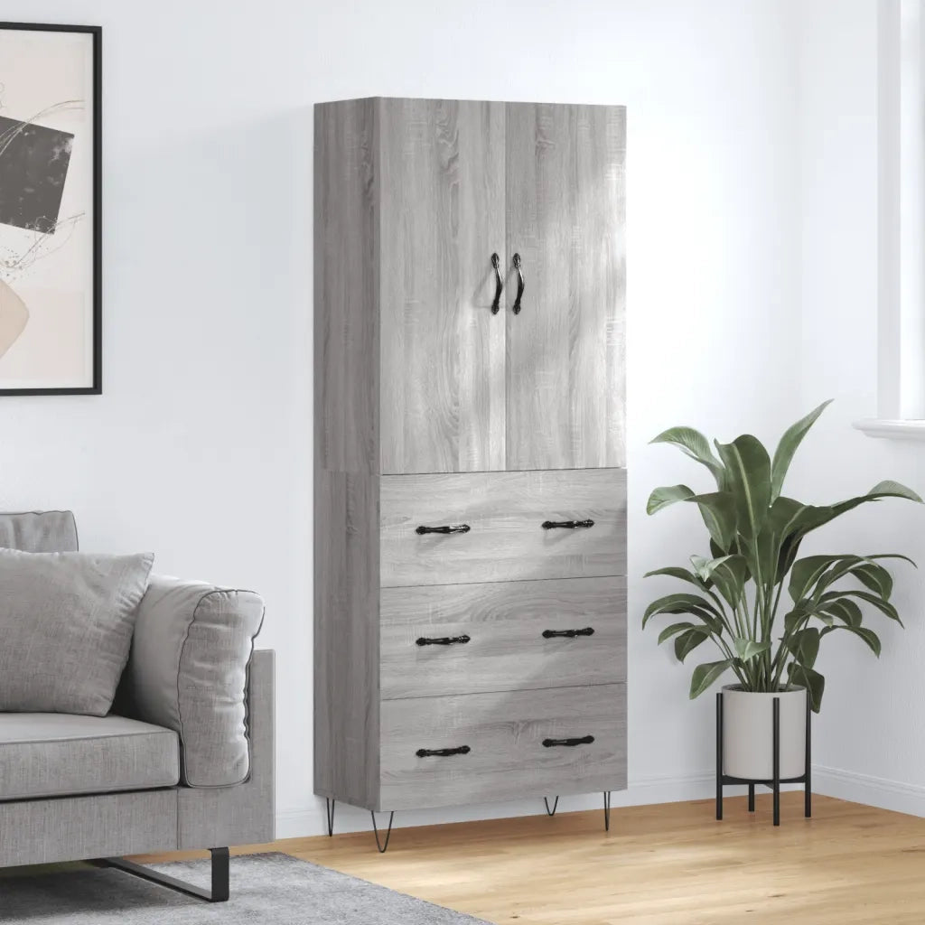 Credenza Grigio Sonoma 69,5x34x180 cm in Legno Multistrato 3198087