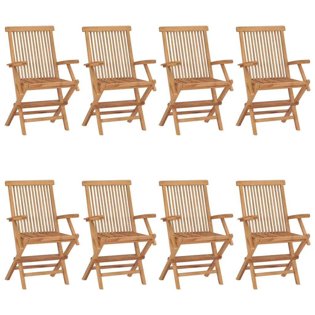 Sedie da Giardino con Cuscini Neri 8pz Legno Massello di Teak 3072911