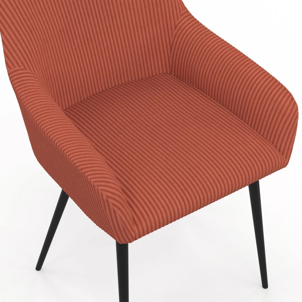 Set di 2 sedie da sala da pranzo, poltrone da tavolo Jany in velluto a coste Terracotta