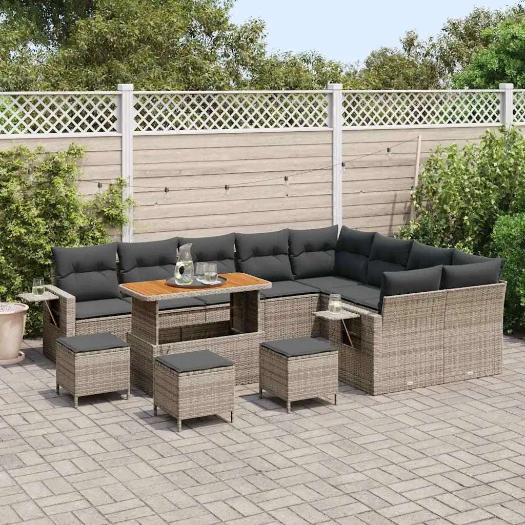Set Divano da Giardino 13 pcs Grigio polyrattan