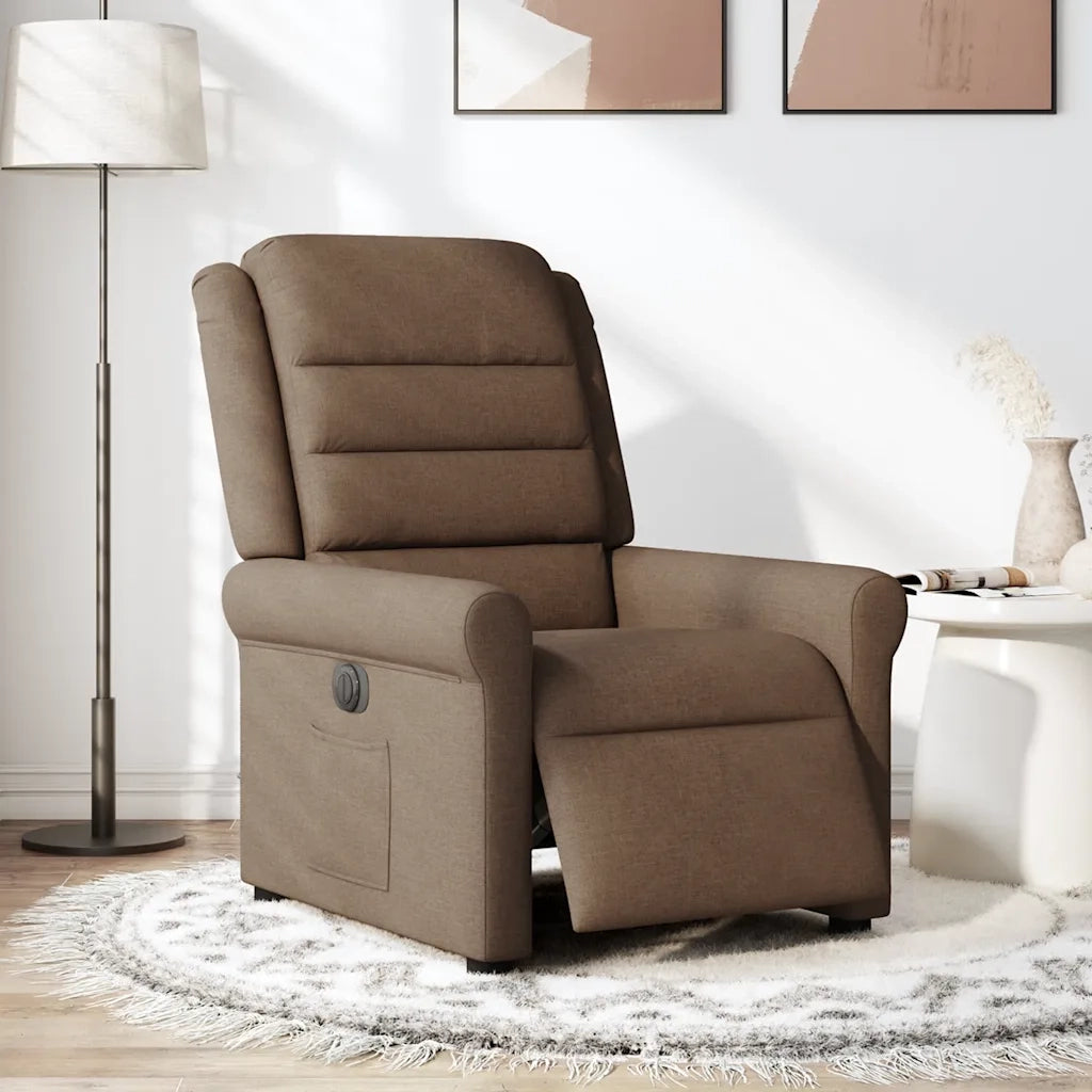 Poltrona | Sedia Relax Elettrica Reclinabile Marrone in Tessuto