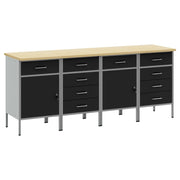 Mobile da lavoro 4 pcs Nero e Grigio 200 x 55 x 85 cm 3321386