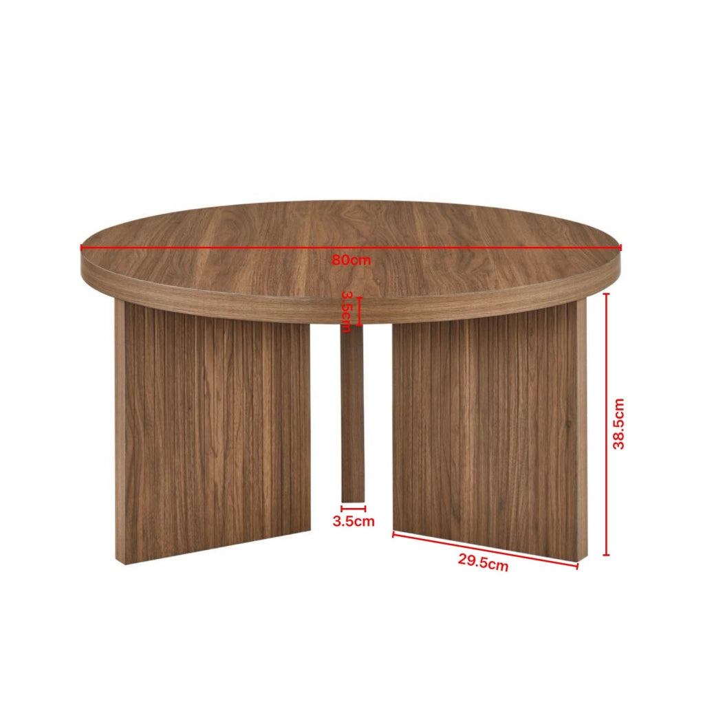 Tavolino da caffè rotondo in MDF color noce marrone