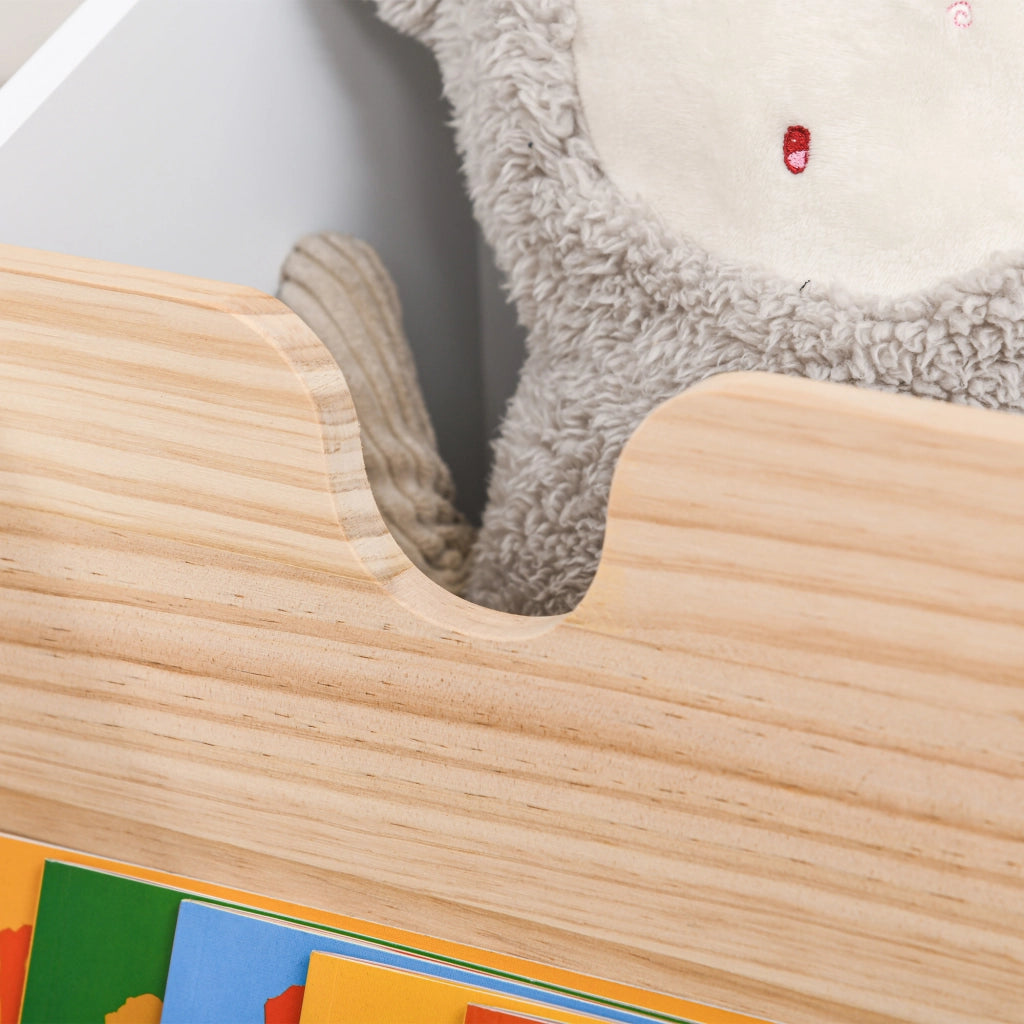 Libreria per Bambini con Ruedas e 2 Sezioni ¨C zephmum ¨C 40x43x43 cm Bianco e Legno Naturale