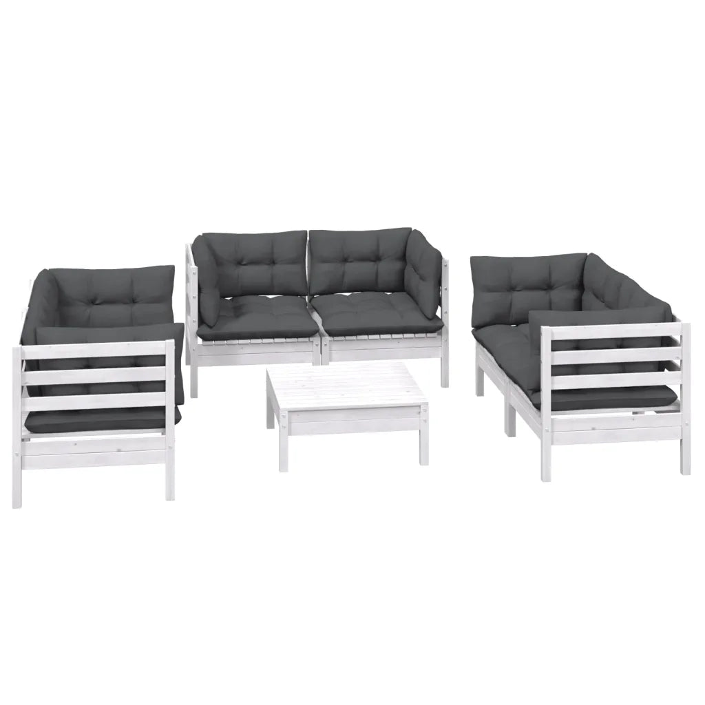 Set Salotto da Giardino 7pz con Cuscini Legno Massello di Pino 3096251